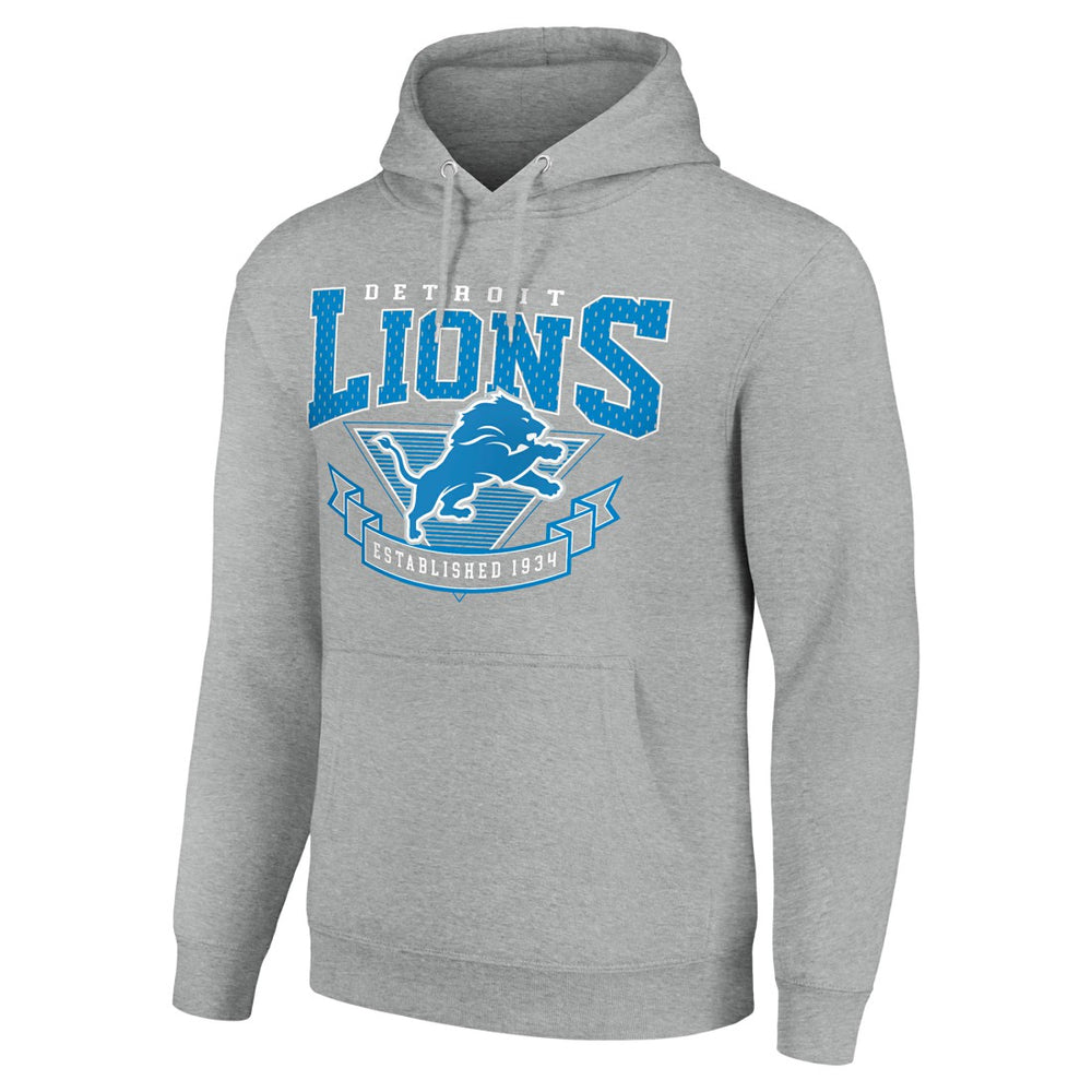 Detroit Lions Starter ‘80s Inspired Pullover Hoodie Heather Gray - NFL