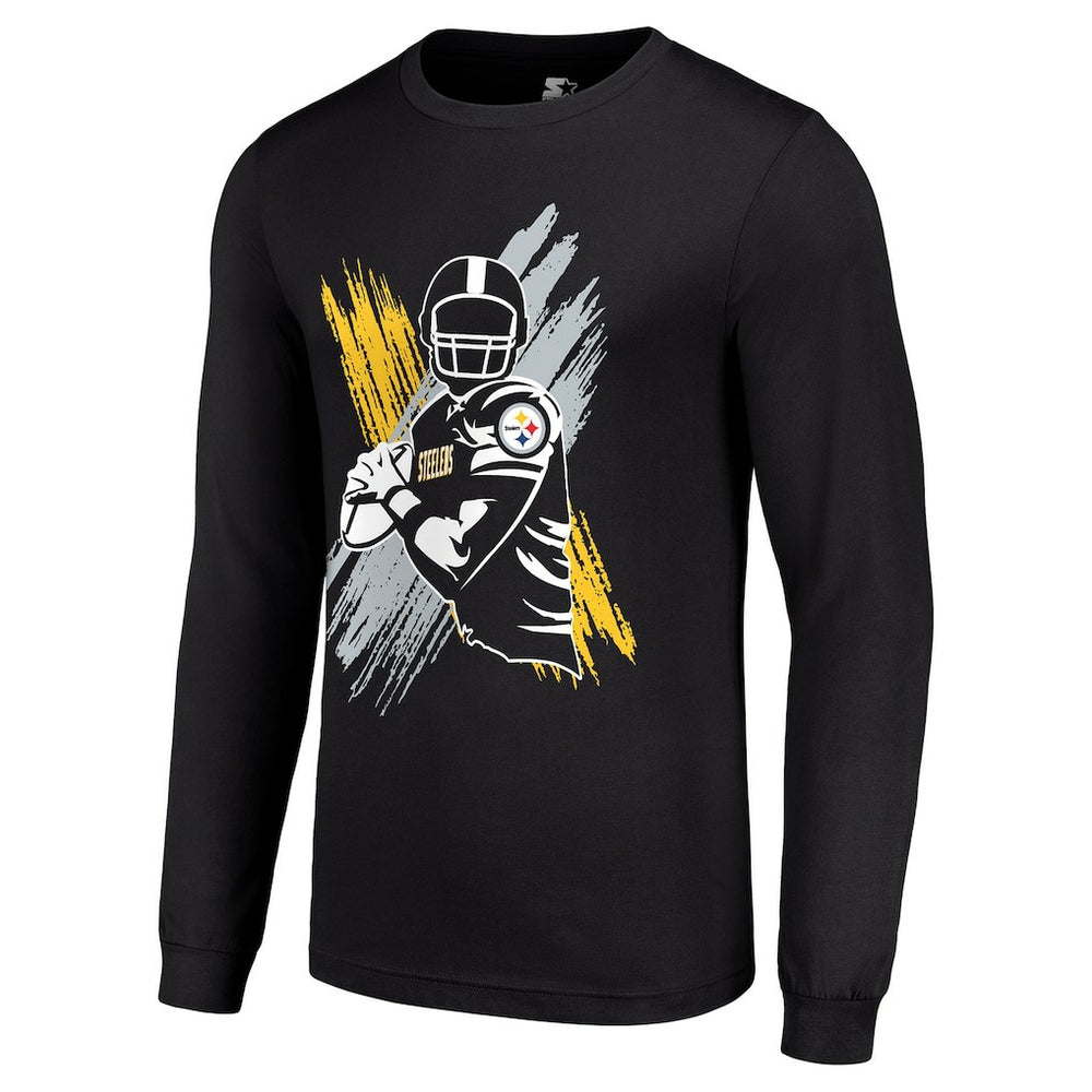 Pittsburgh Steelers Starter Player X Logo Graphic Long Sleeve T-Shirt Black - NFL