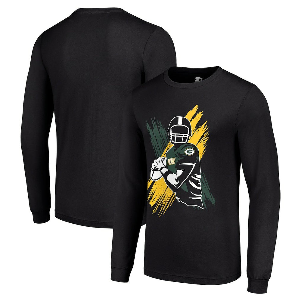 Green Bay Packers Starter Player X Logo Graphic Long Sleeve T-Shirt Black - NFL
