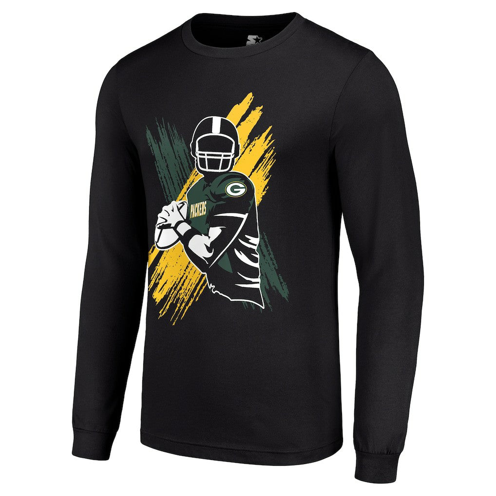 Green Bay Packers Starter Player X Logo Graphic Long Sleeve T-Shirt Black - NFL