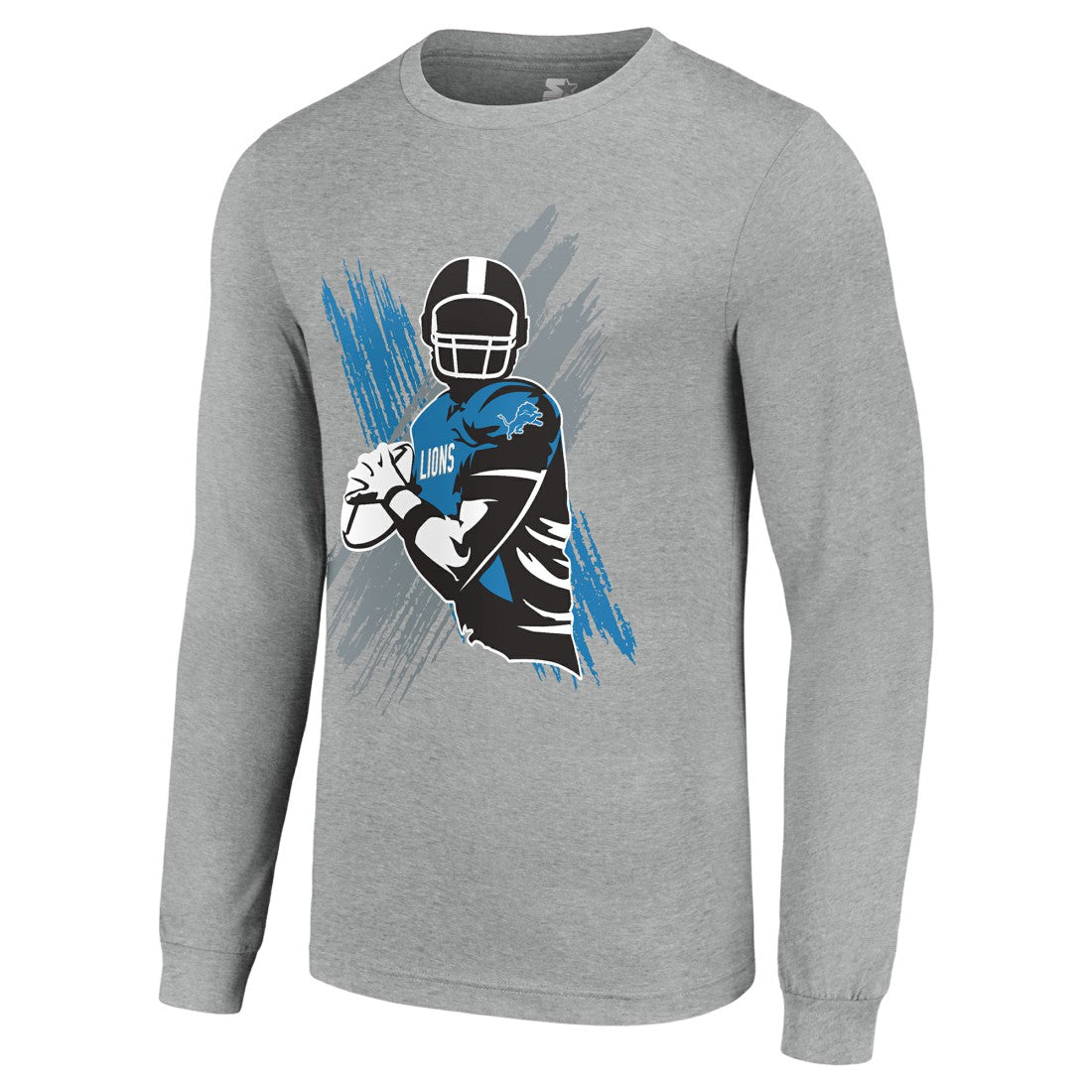 Detroit Lions Starter Player X Logo Graphic Long Sleeve T-Shirt Heather Gray - NFL
