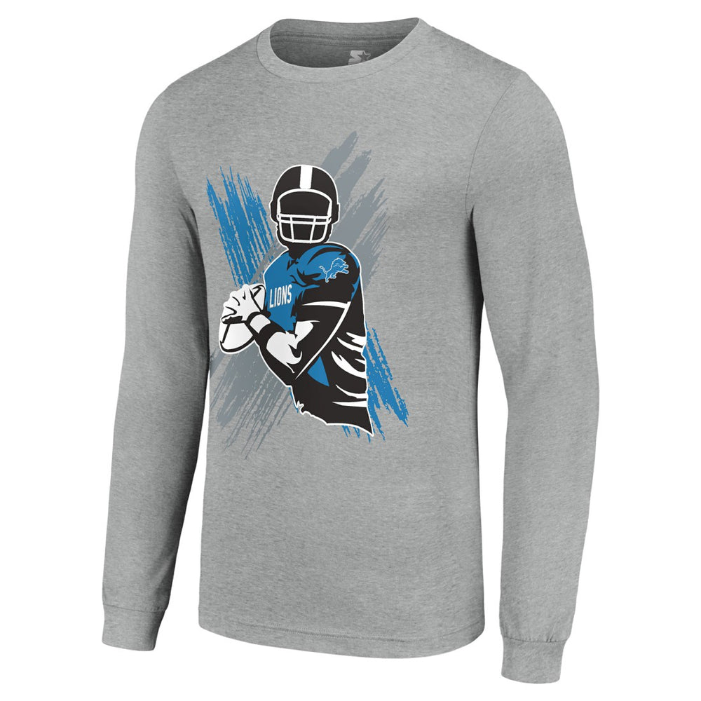 Detroit Lions Starter Player X Logo Graphic Long Sleeve T-Shirt Heather Gray - NFL