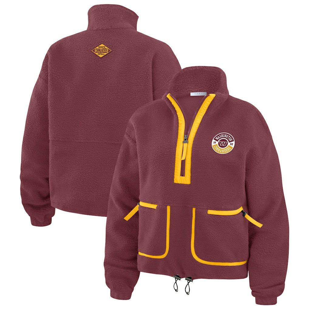 Washington Commanders WEAR by Erin Andrews Women's Polar Fleece Half-Zip Jacket Burgundy - NFL