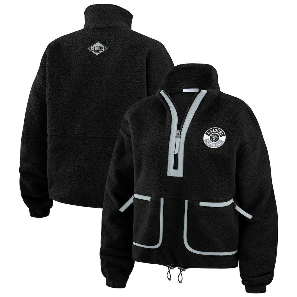Las Vegas Raiders WEAR by Erin Andrews Women's Polar Fleece Half-Zip Jacket Black - NFL