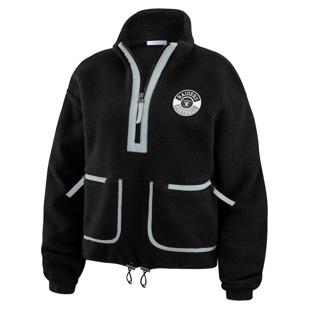 Las Vegas Raiders WEAR by Erin Andrews Women's Polar Fleece Half-Zip Jacket Black - NFL