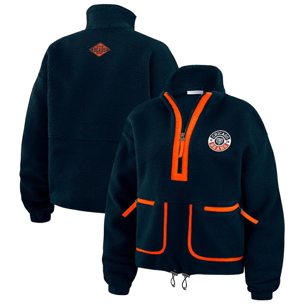 Chicago Bears WEAR by Erin Andrews Women's Polar Fleece Half-Zip Jacket Navy - NFL