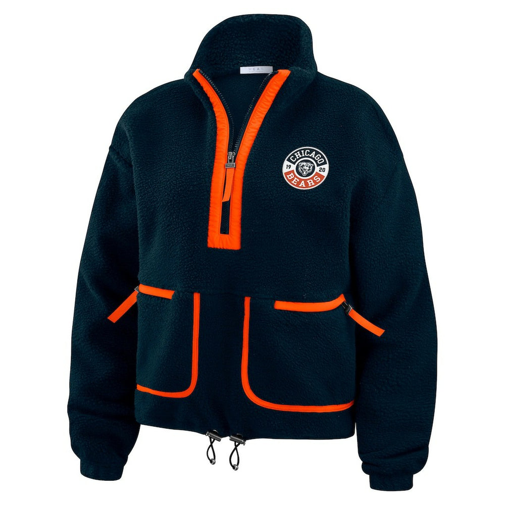 Chicago Bears WEAR by Erin Andrews Women's Polar Fleece Half-Zip Jacket Navy - NFL
