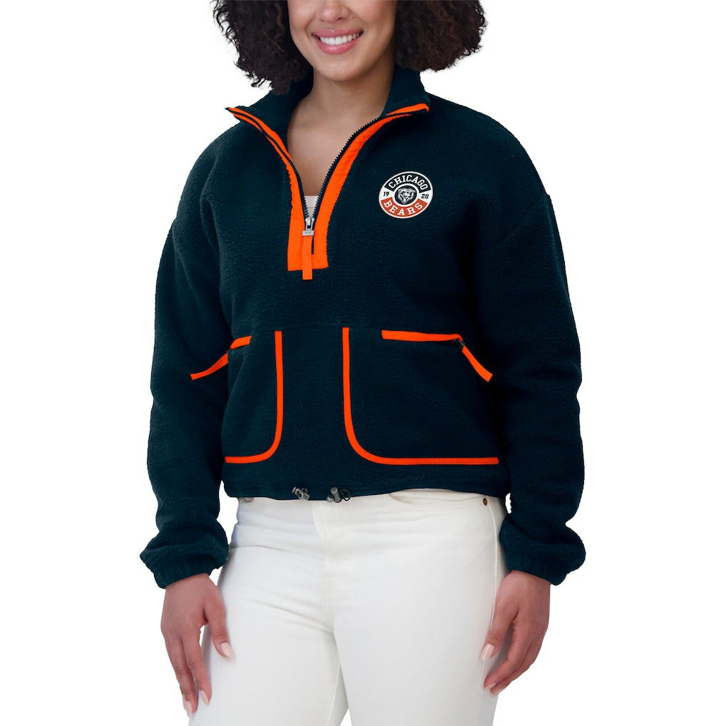 Chicago Bears WEAR by Erin Andrews Women's Polar Fleece Half-Zip Jacket Navy - NFL