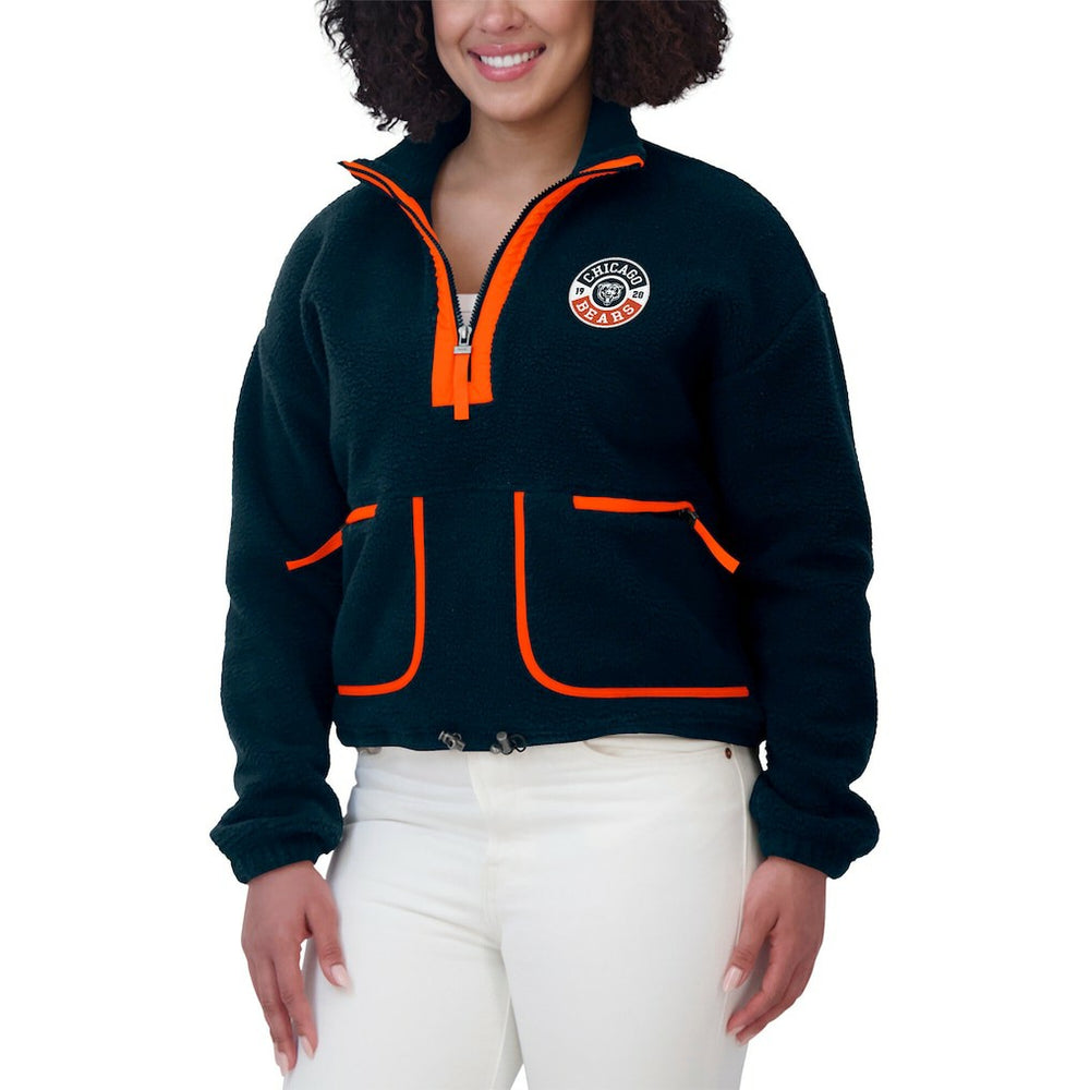 Chicago Bears WEAR by Erin Andrews Women's Polar Fleece Half-Zip Jacket Navy - NFL