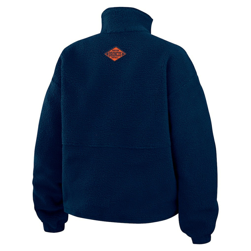Denver Broncos WEAR by Erin Andrews Women's Polar Fleece Half-Zip Jacket Navy - NFL