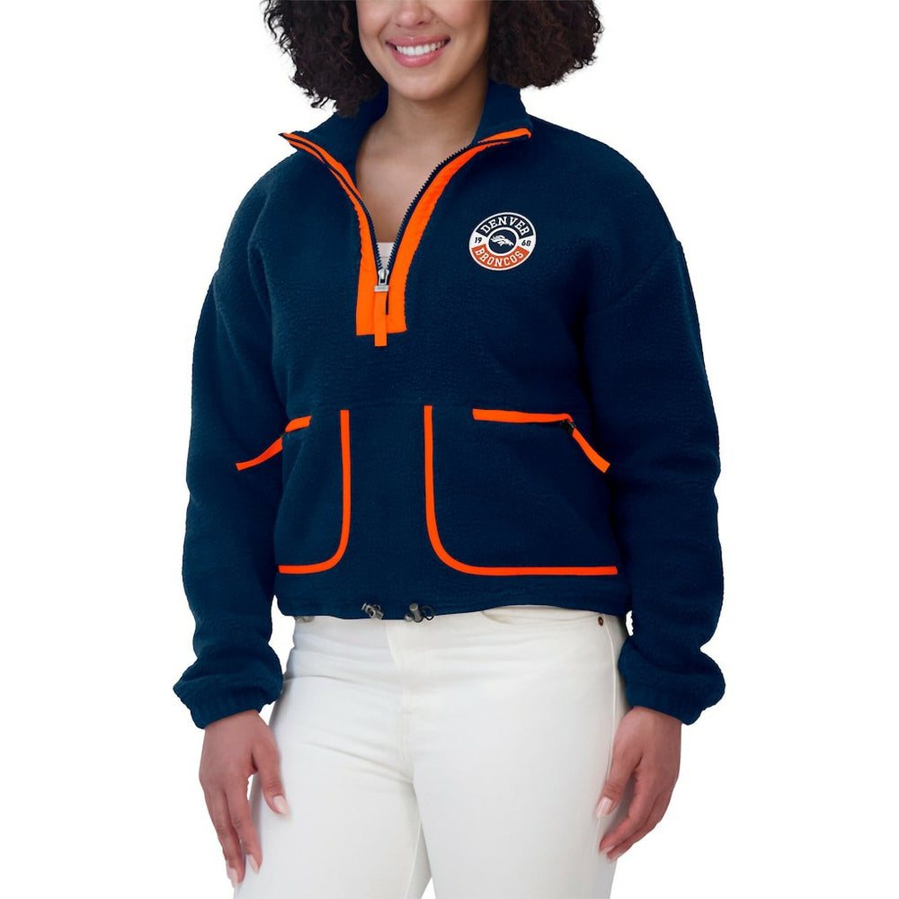 Denver Broncos WEAR by Erin Andrews Women's Polar Fleece Half-Zip Jacket Navy - NFL