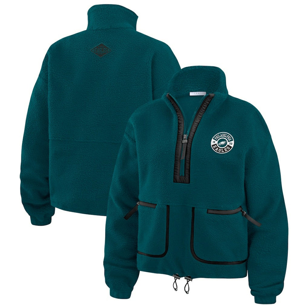 Philadelphia Eagles WEAR by Erin Andrews Women's Polar Fleece Half-Zip Jacket Midnight Green - NFL