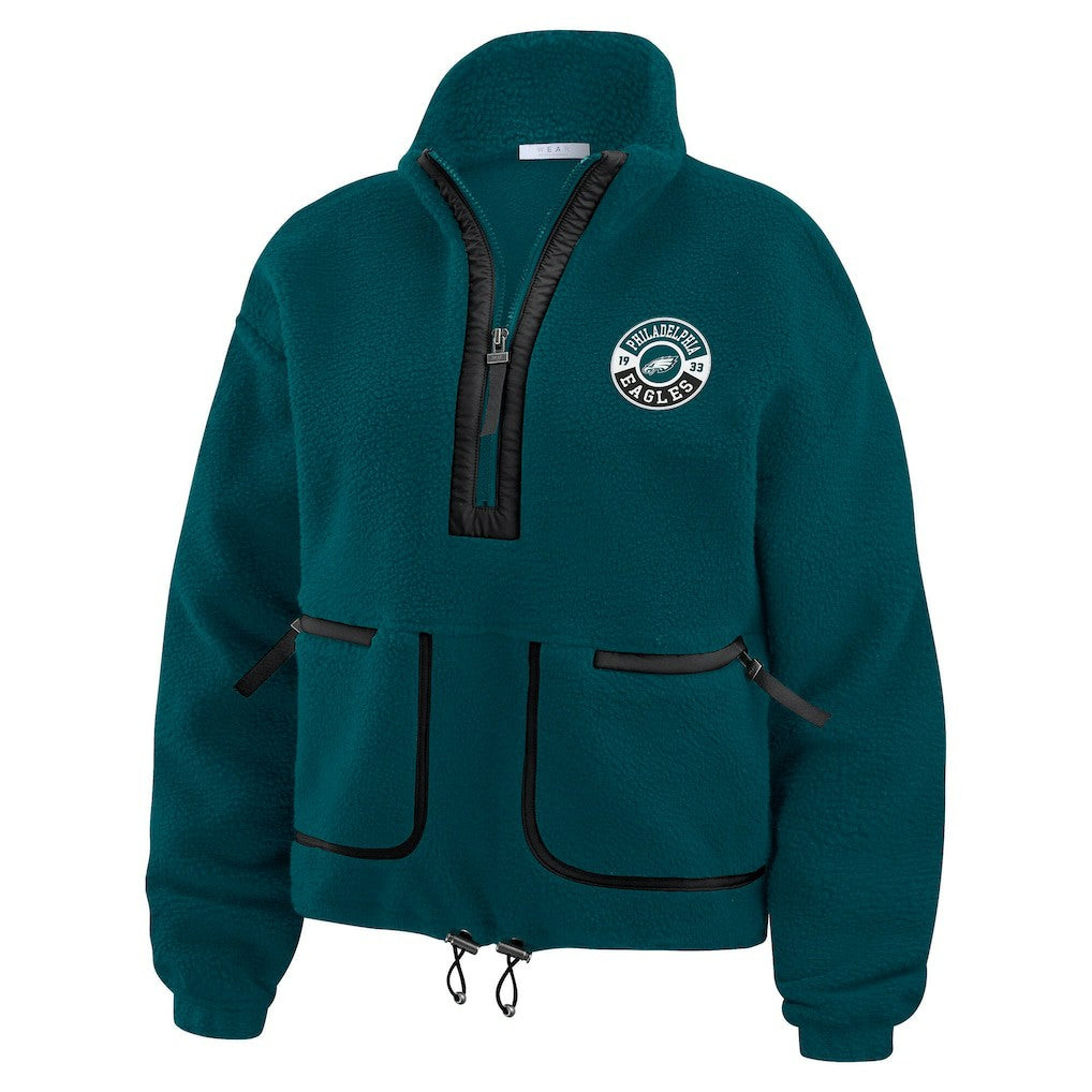 Philadelphia Eagles WEAR by Erin Andrews Women's Polar Fleece Half-Zip Jacket Midnight Green - NFL