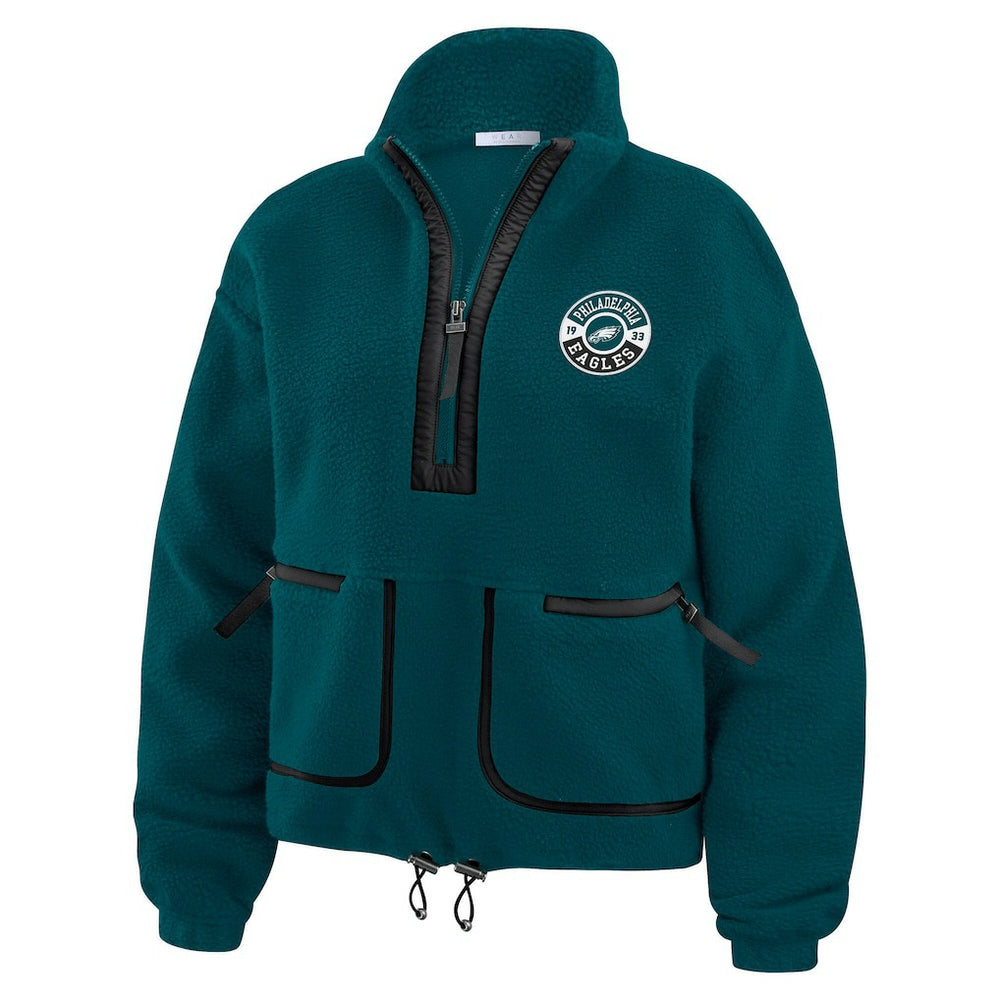 Philadelphia Eagles WEAR by Erin Andrews Women's Polar Fleece Half-Zip Jacket Midnight Green - NFL