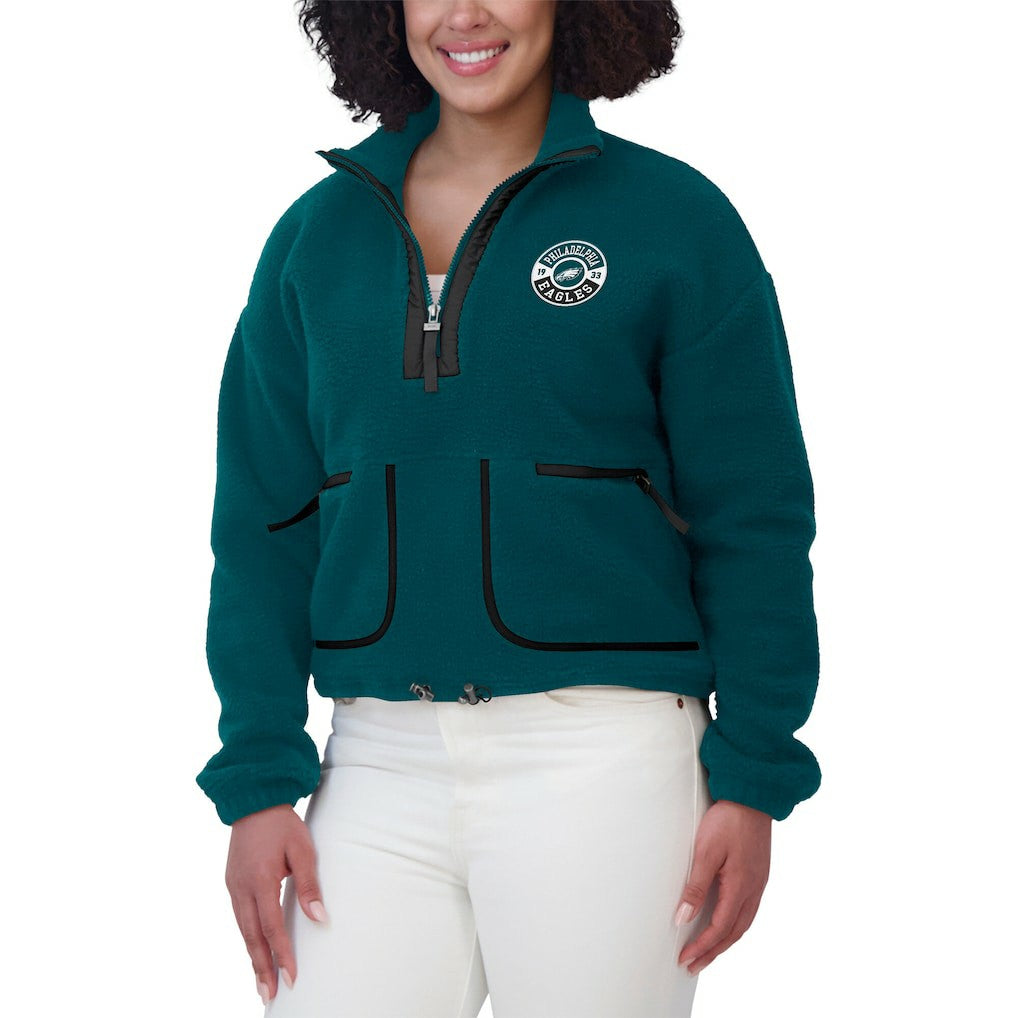 Philadelphia Eagles WEAR by Erin Andrews Women's Polar Fleece Half-Zip Jacket Midnight Green - NFL