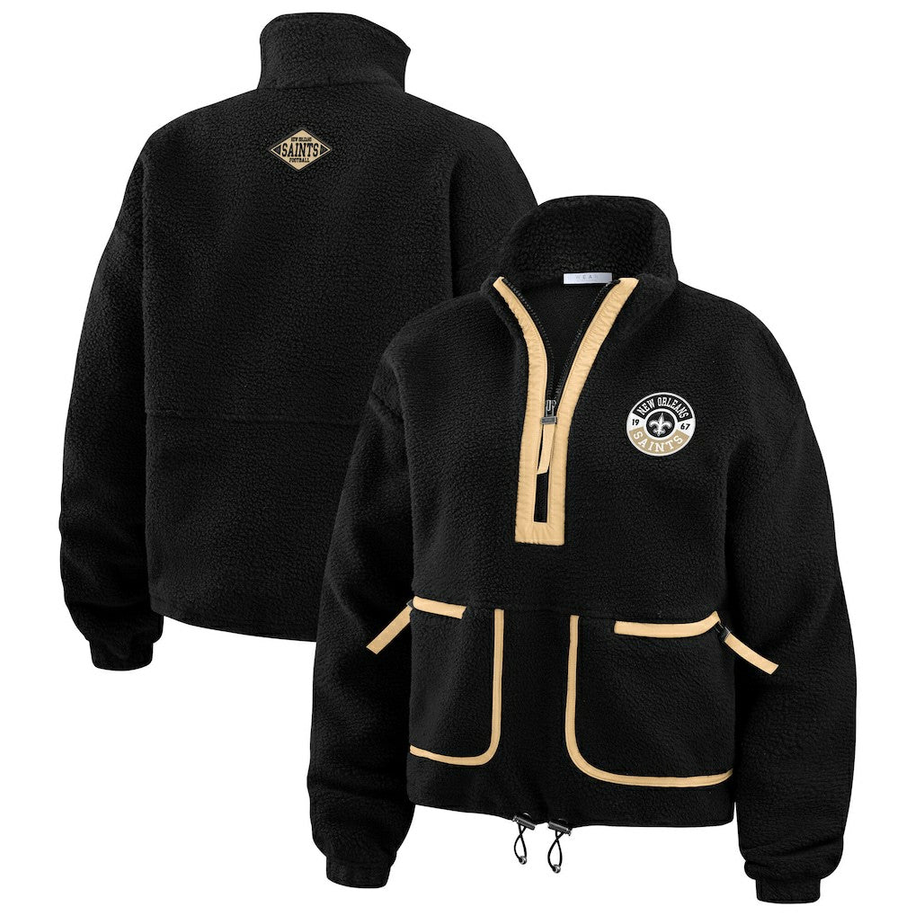 New Orleans Saints WEAR by Erin Andrews Women's Polar Fleece Half-Zip Jacket Black - NFL