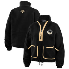 New Orleans Saints WEAR by Erin Andrews Women's Polar Fleece Half-Zip Jacket Black - NFL