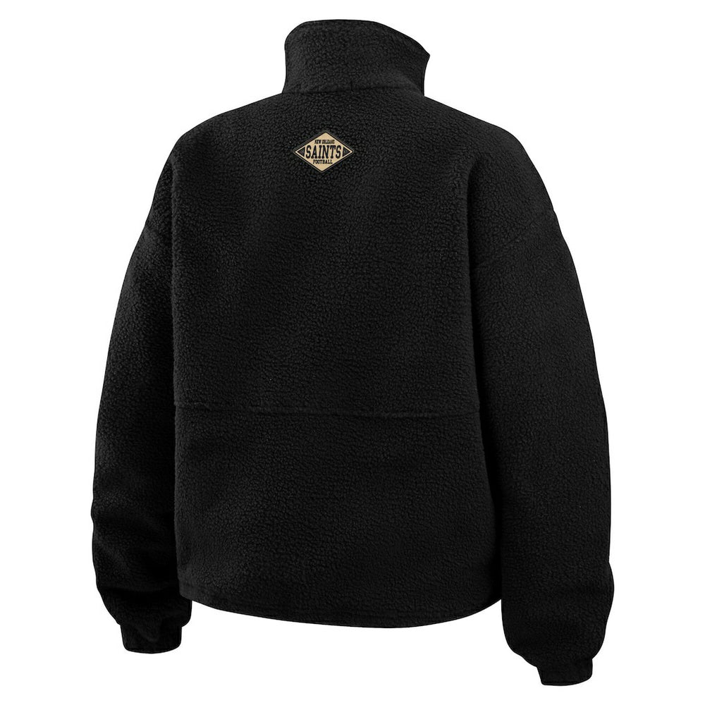 New Orleans Saints WEAR by Erin Andrews Women's Polar Fleece Half-Zip Jacket Black - NFL