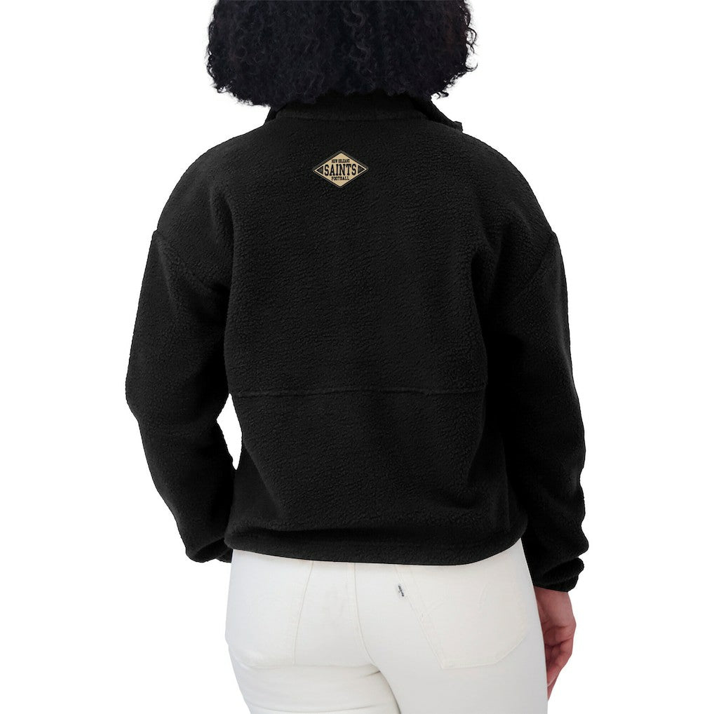 New Orleans Saints WEAR by Erin Andrews Women's Polar Fleece Half-Zip Jacket Black - NFL