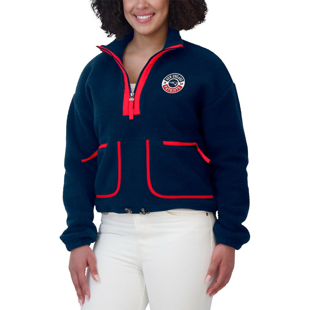 New England Patriots WEAR by Erin Andrews Women's Polar Fleece Half-Zip Jacket Navy - NFL
