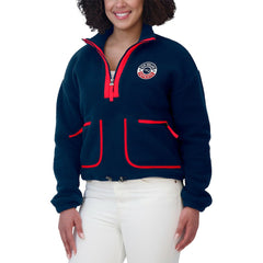 New England Patriots WEAR by Erin Andrews Women's Polar Fleece Half-Zip Jacket Navy - NFL