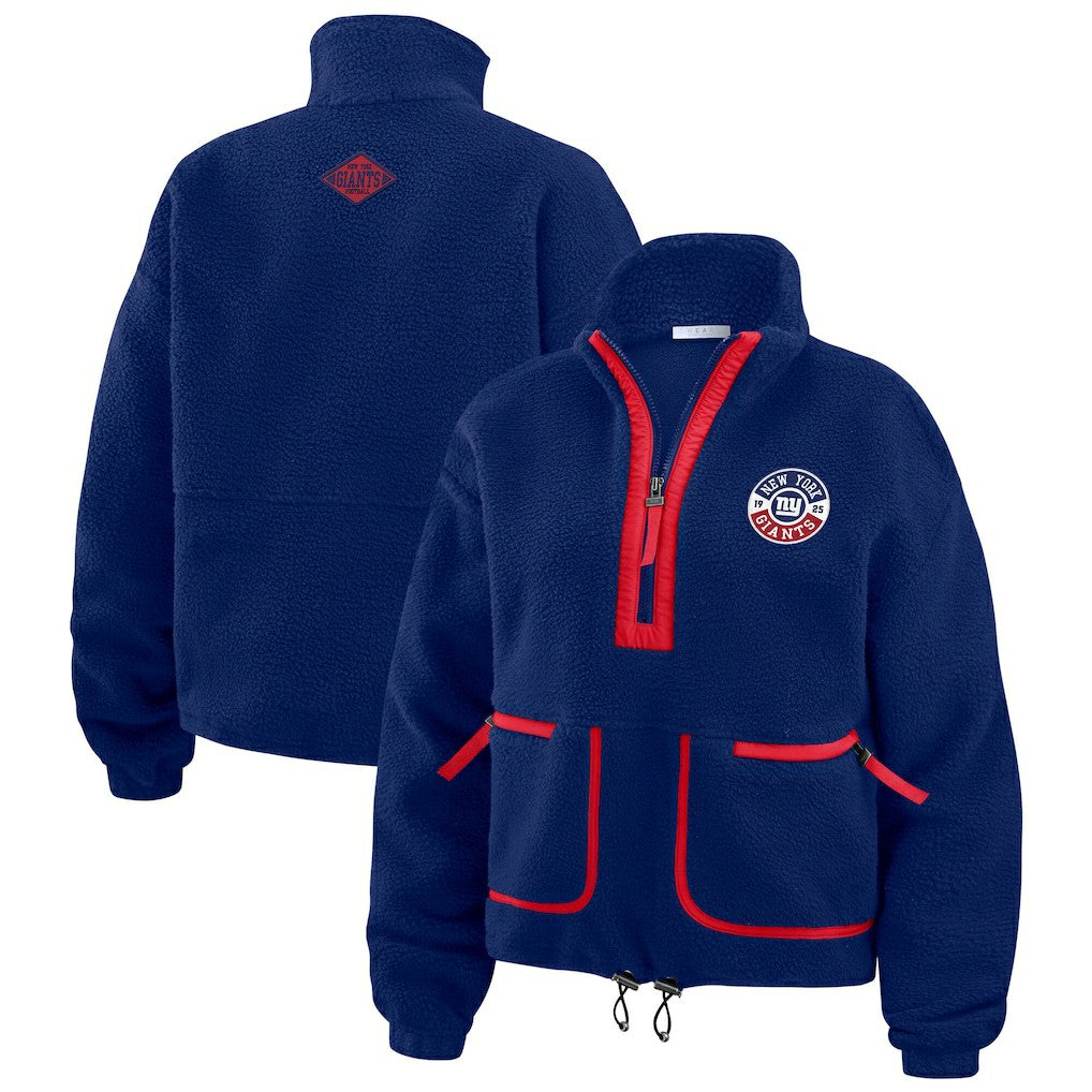 New York Giants WEAR by Erin Andrews Women's Polar Fleece Half-Zip Jacket Royal - NFL