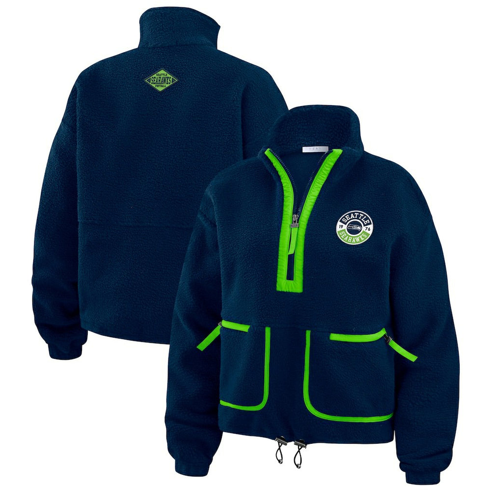Seattle Seahawks WEAR by Erin Andrews Women's Polar Fleece Half-Zip Jacket College Navy - NFL