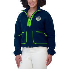 Seattle Seahawks WEAR by Erin Andrews Women's Polar Fleece Half-Zip Jacket College Navy - NFL