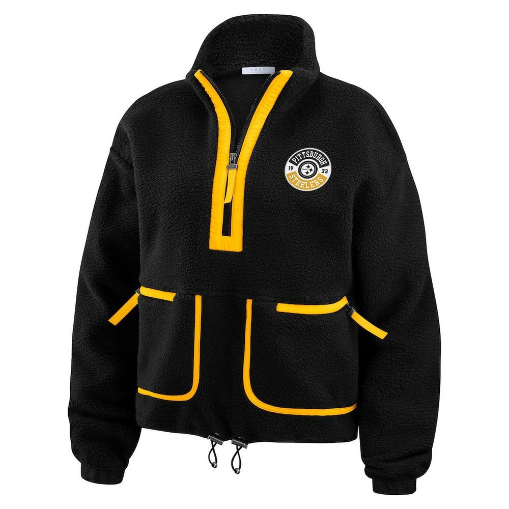 Pittsburgh Steelers WEAR by Erin Andrews Women's Polar Fleece Half-Zip Jacket Black - NFL