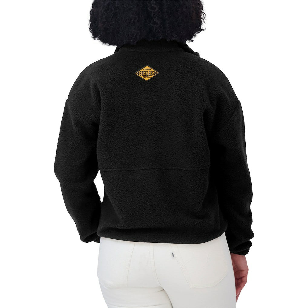 Pittsburgh Steelers WEAR by Erin Andrews Women's Polar Fleece Half-Zip Jacket Black - NFL