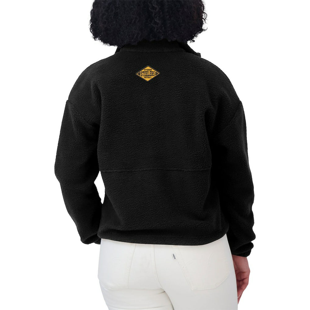 Pittsburgh Steelers WEAR by Erin Andrews Women's Polar Fleece Half-Zip Jacket Black - NFL