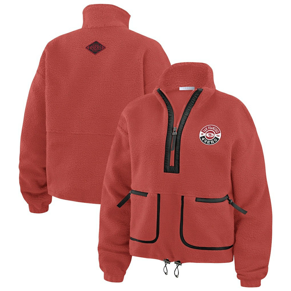 San Francisco 49ers WEAR by Erin Andrews Women's Polar Fleece Half-Zip Jacket Scarlet - NFL