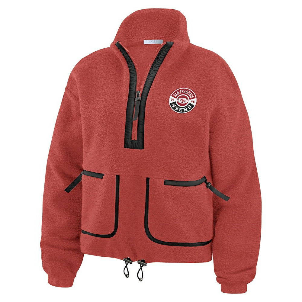 San Francisco 49ers WEAR by Erin Andrews Women's Polar Fleece Half-Zip Jacket Scarlet - NFL