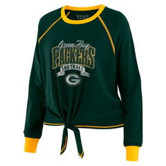 Green Bay Packers WEAR by Erin Andrews Women's Tie-Front Long Sleeve Top Green/Gold - NFL