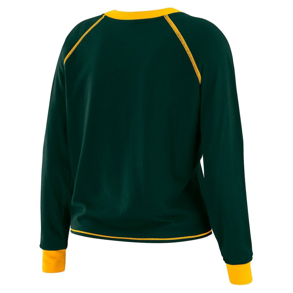 Green Bay Packers WEAR by Erin Andrews Women's Tie-Front Long Sleeve Top Green/Gold - NFL
