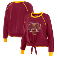 Washington Commanders WEAR by Erin Andrews Women's Tie-Front Long Sleeve Top Burgundy/Gold - NFL