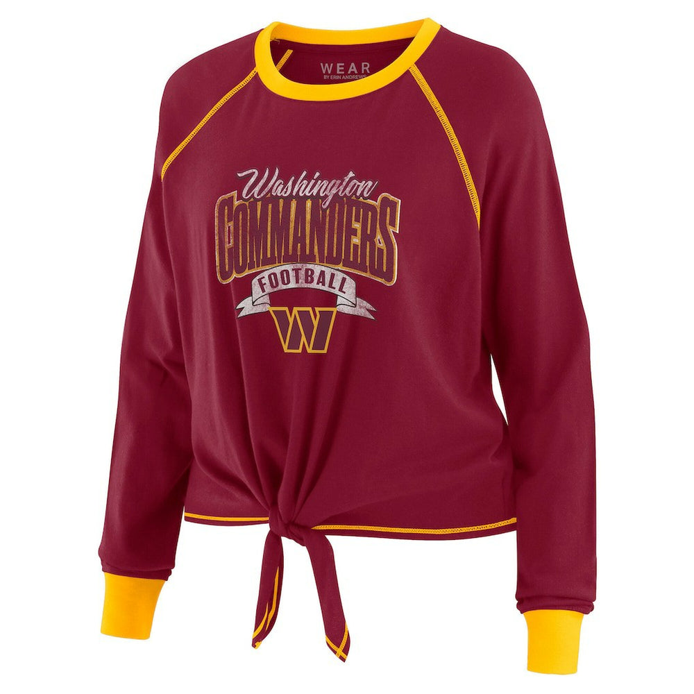 Washington Commanders WEAR by Erin Andrews Women's Tie-Front Long Sleeve Top Burgundy/Gold - NFL