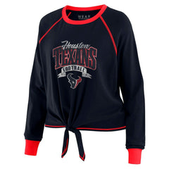 Houston Texans WEAR by Erin Andrews Women's Tie-Front Long Sleeve Top Navy/Red - NFL