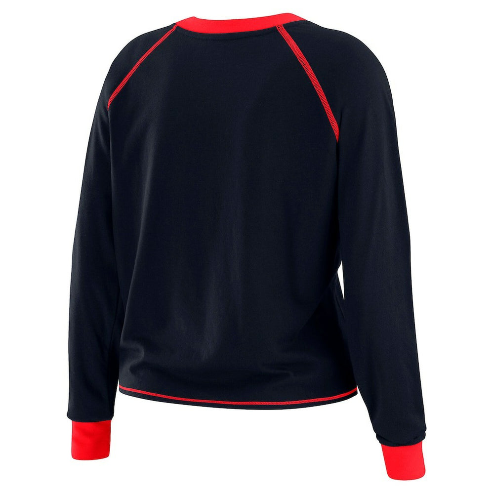 Houston Texans WEAR by Erin Andrews Women's Tie-Front Long Sleeve Top Navy/Red - NFL