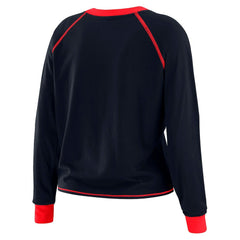 Houston Texans WEAR by Erin Andrews Women's Tie-Front Long Sleeve Top Navy/Red - NFL