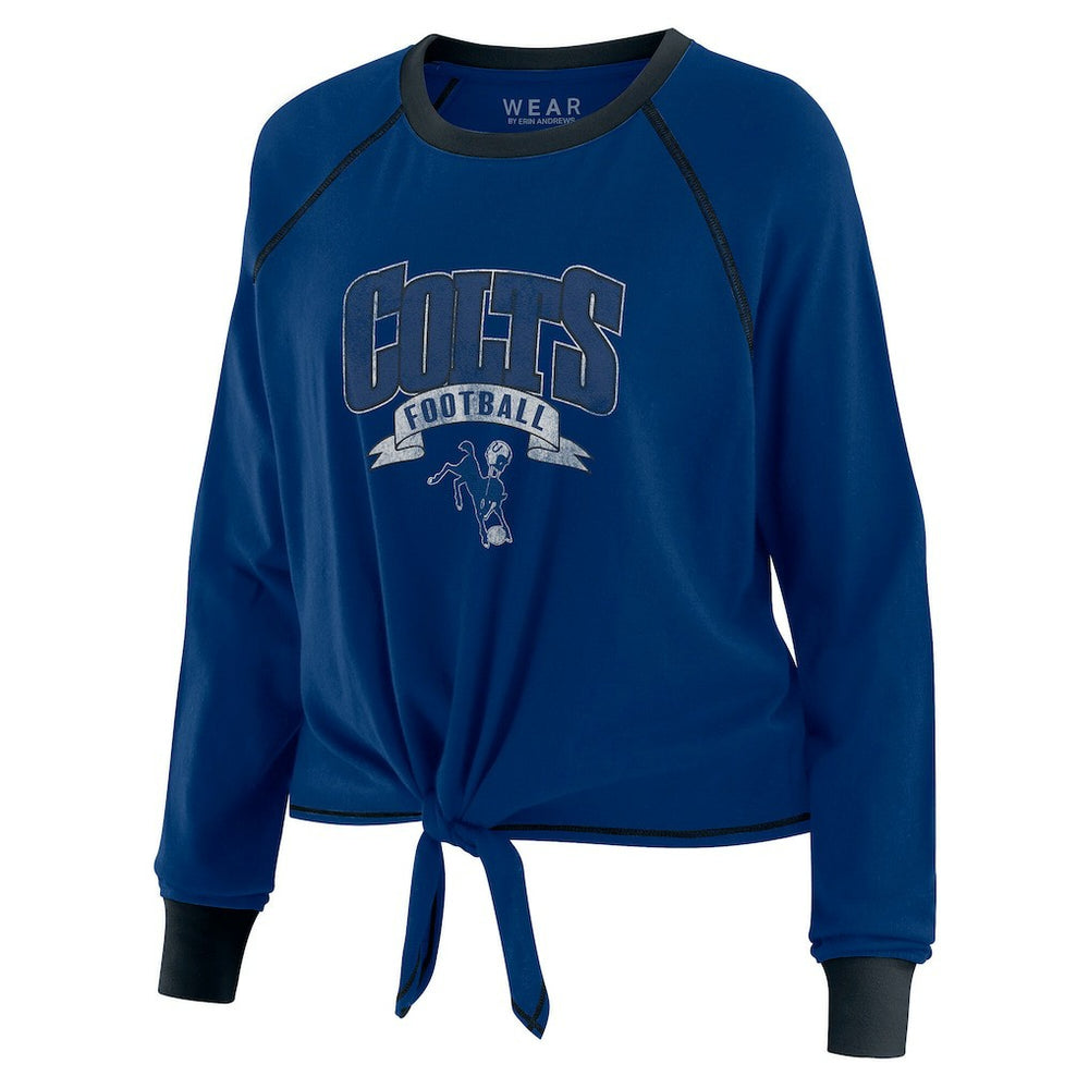 Indianapolis Colts WEAR by Erin Andrews Women's Tie-Front Long Sleeve Top Royal/Black - NFL