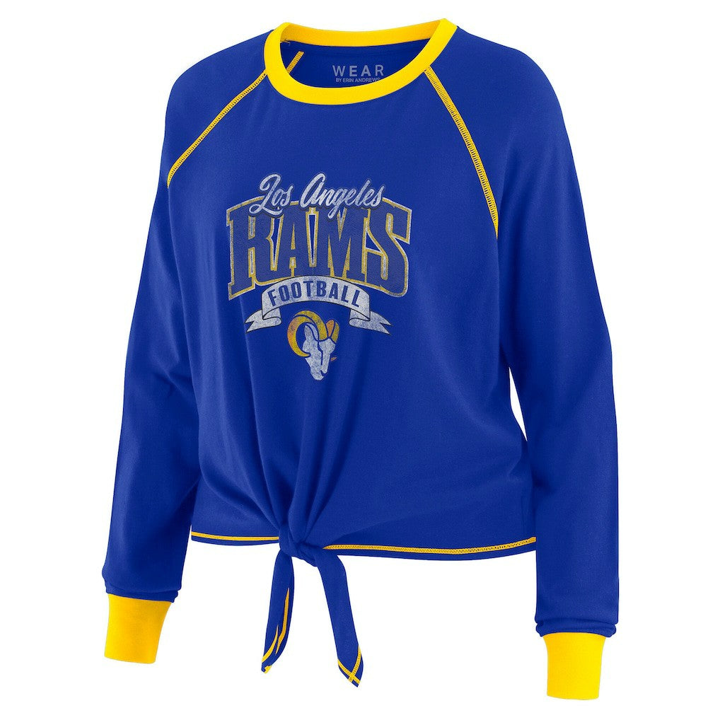 Los Angeles Rams WEAR by Erin Andrews Women's Tie-Front Long Sleeve Top Royal/Gold - NFL