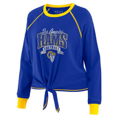 Los Angeles Rams WEAR by Erin Andrews Women's Tie-Front Long Sleeve Top Royal/Gold - NFL