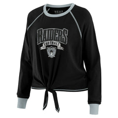 Las Vegas Raiders WEAR by Erin Andrews Women's Tie-Front Long Sleeve Top Black/Gray - NFL