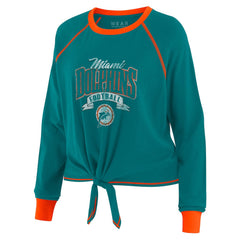 Miami Dolphins WEAR by Erin Andrews Women's Tie-Front Long Sleeve Top Aqua/Orange - NFL