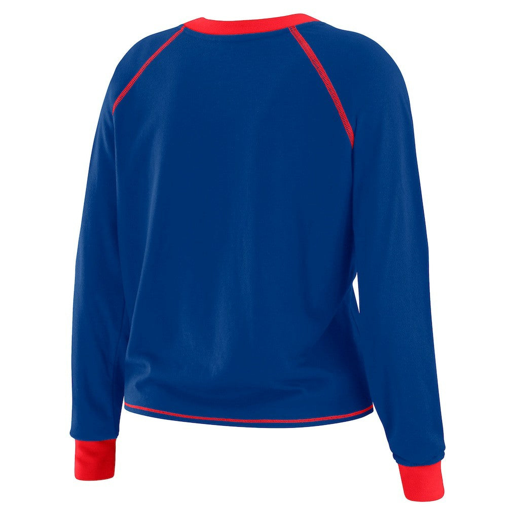 New England Patriots WEAR by Erin Andrews Women's Tie-Front Long Sleeve Top Royal/Red - NFL