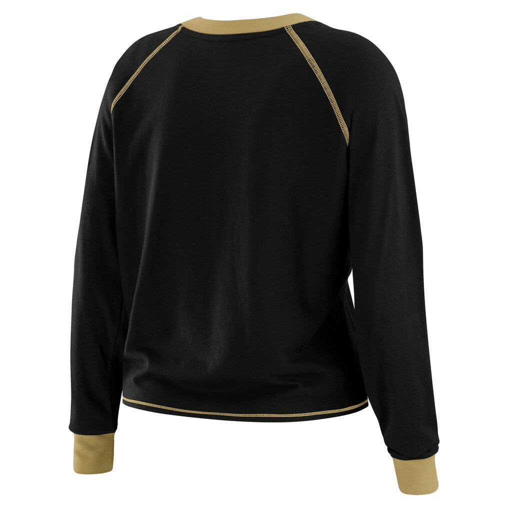 New Orleans Saints WEAR by Erin Andrews Women's Tie-Front Long Sleeve Top Black/Gold - NFL