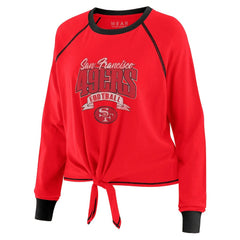 San Francisco 49ers WEAR by Erin Andrews Women's Tie-Front Long Sleeve Top Scarlet/Black - NFL