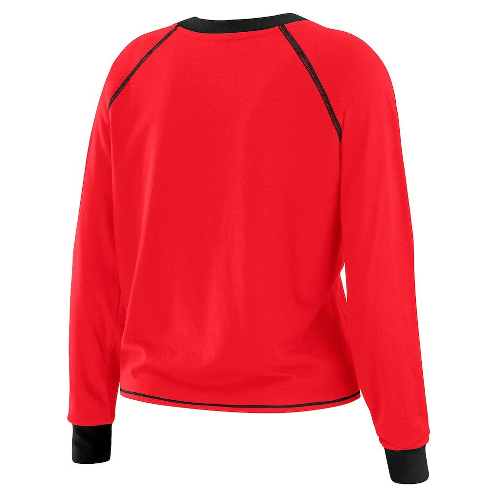 San Francisco 49ers WEAR by Erin Andrews Women's Tie-Front Long Sleeve Top Scarlet/Black - NFL