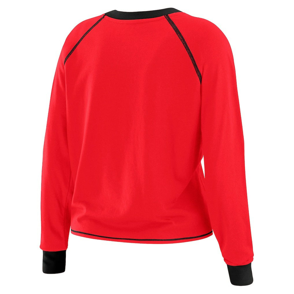San Francisco 49ers WEAR by Erin Andrews Women's Tie-Front Long Sleeve Top Scarlet/Black - NFL